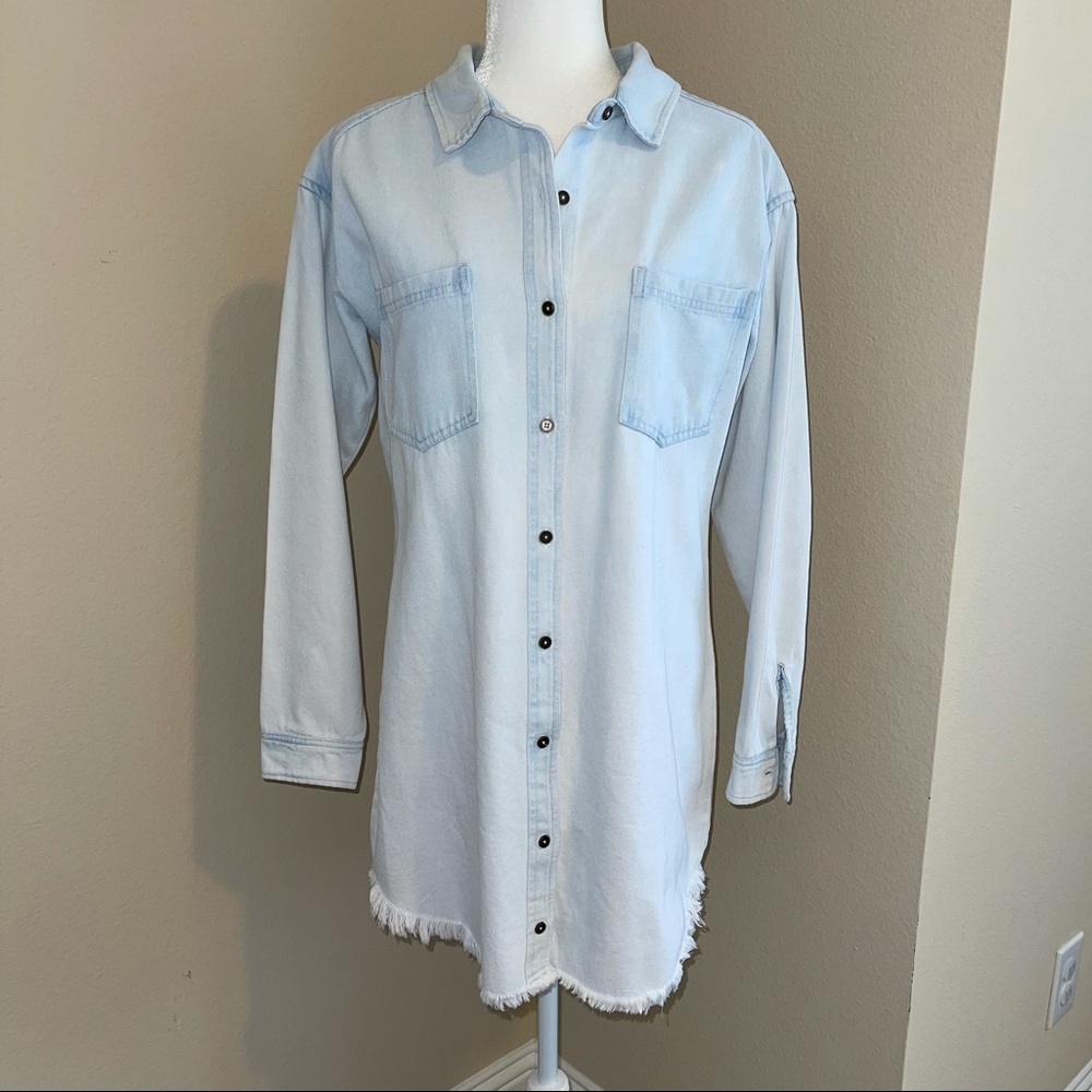 Light wash long sleeve denim dress size M